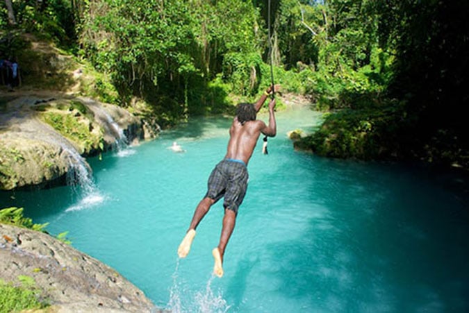 Rope Swing at the Blue Hole.